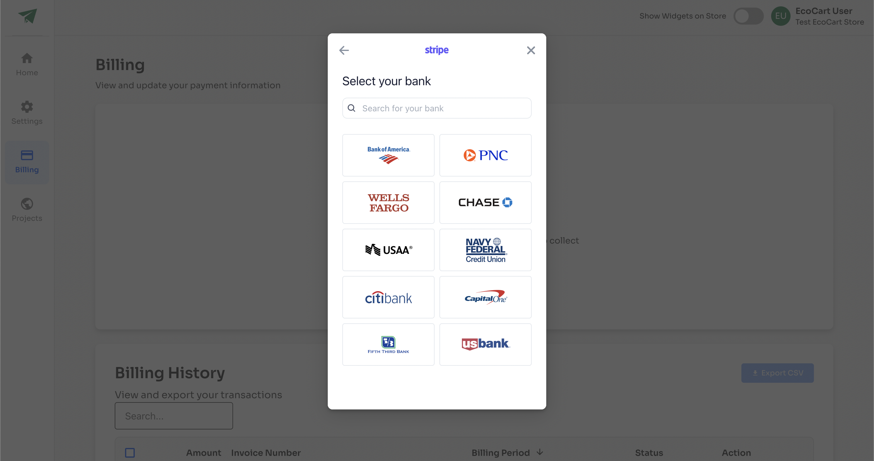 Select your financial institution and log in securely using your credentials