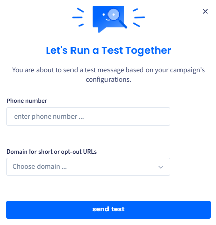 Screenshot of the message test confirmation