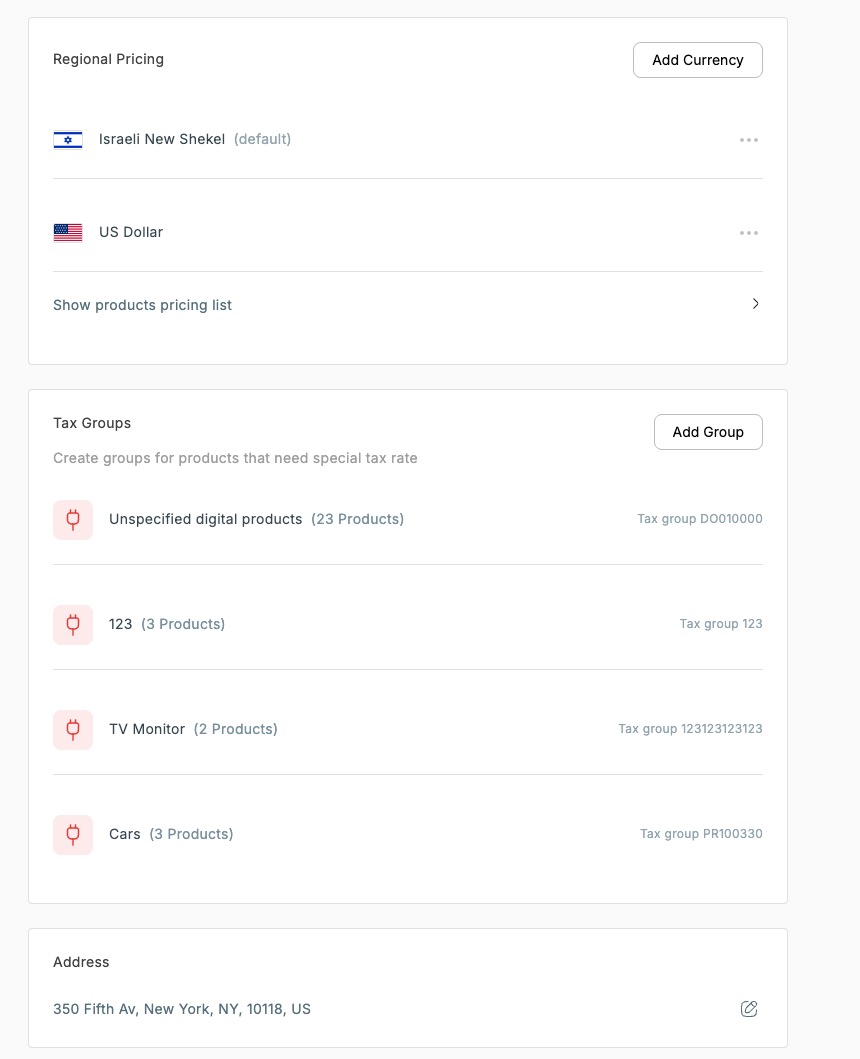 Store — Pricing & Tax