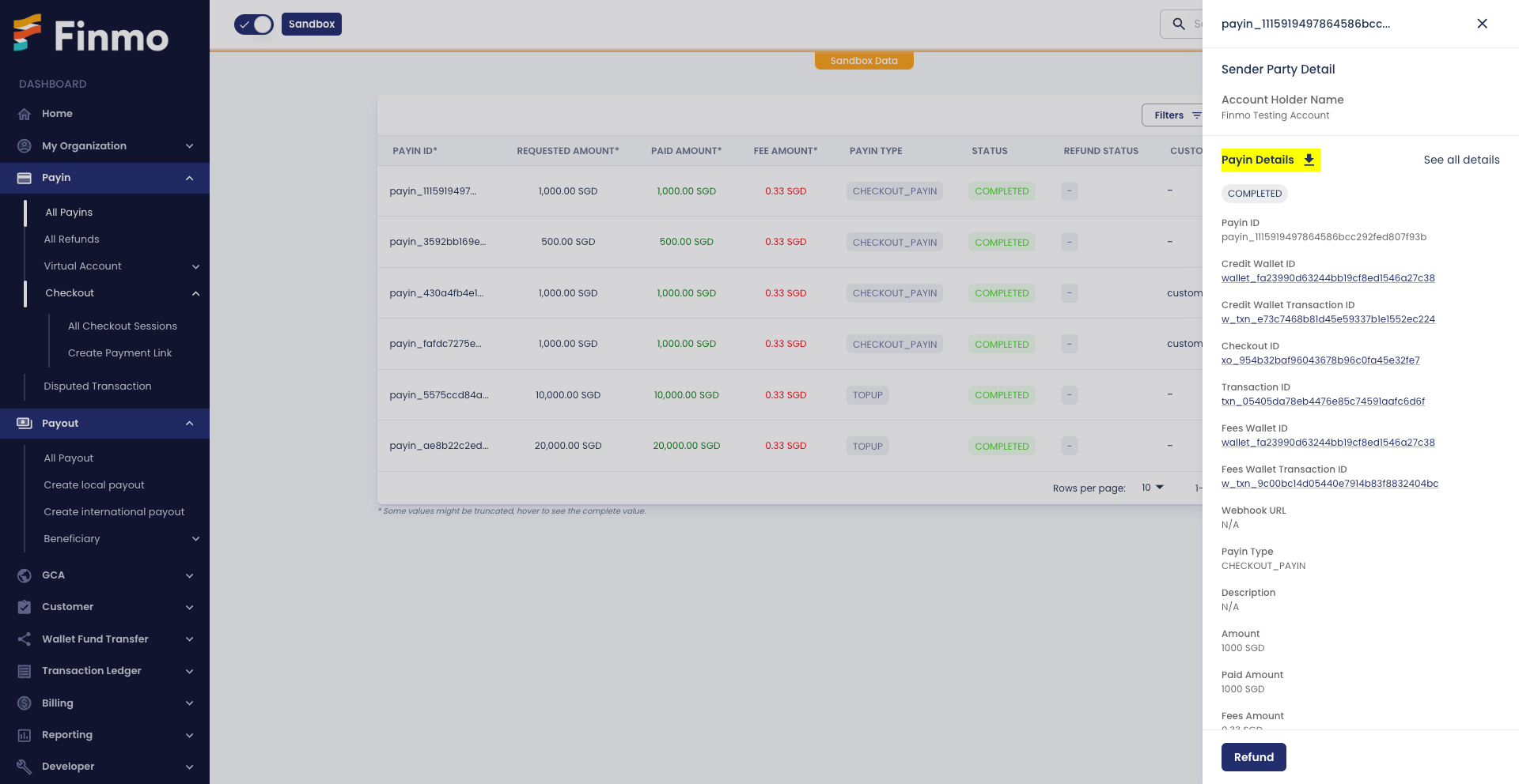 Click the DOWNLOAD PDF button (as highlighted) to download the Payin Memo.