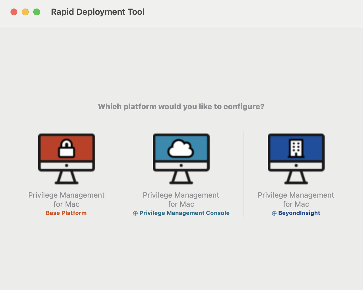 Rapid Deployment Tool landing page.