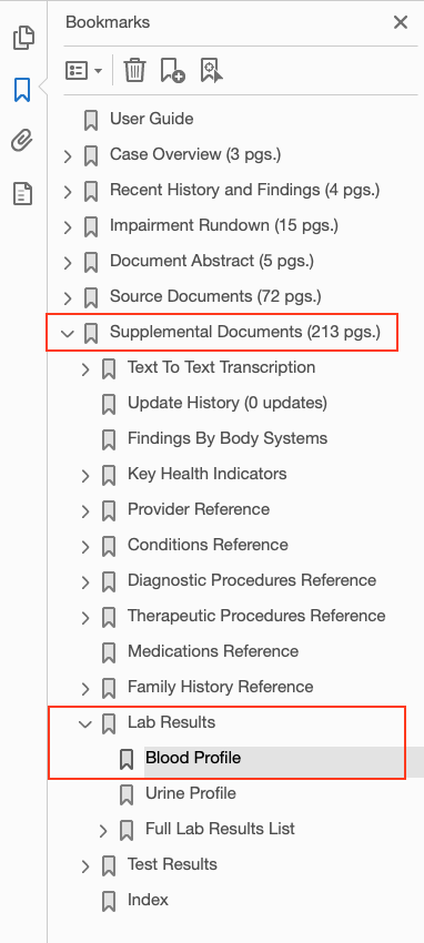 Expand the Lab Results Section to access the Blood Profile