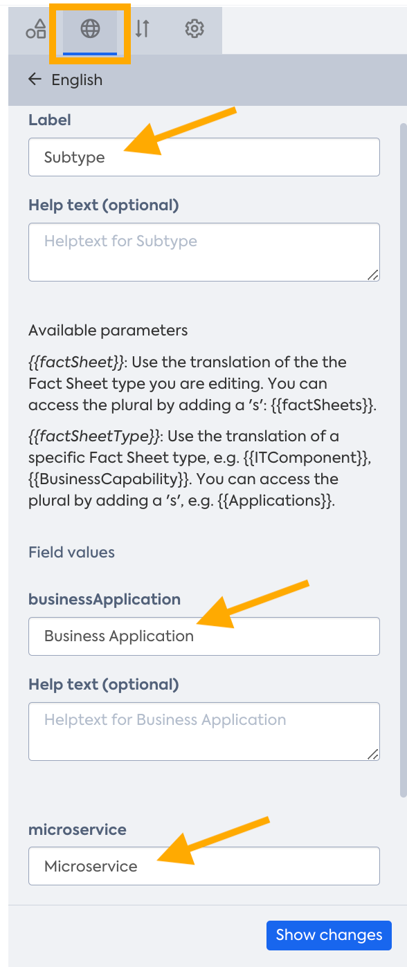 Adding subtypes to Fact Sheet type Application