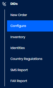 Screenshot of the **DIDs > Configure** tab