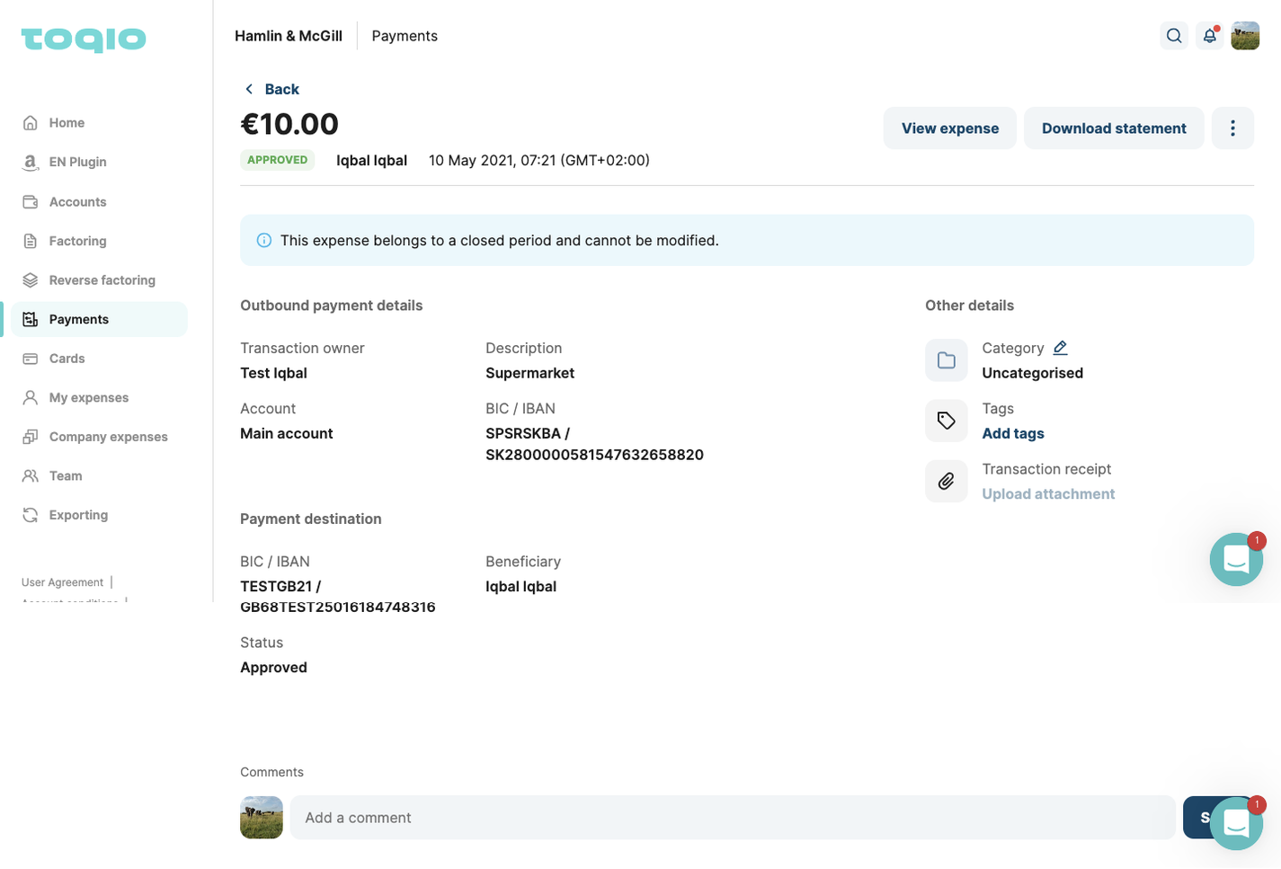 FX Payment screenshot