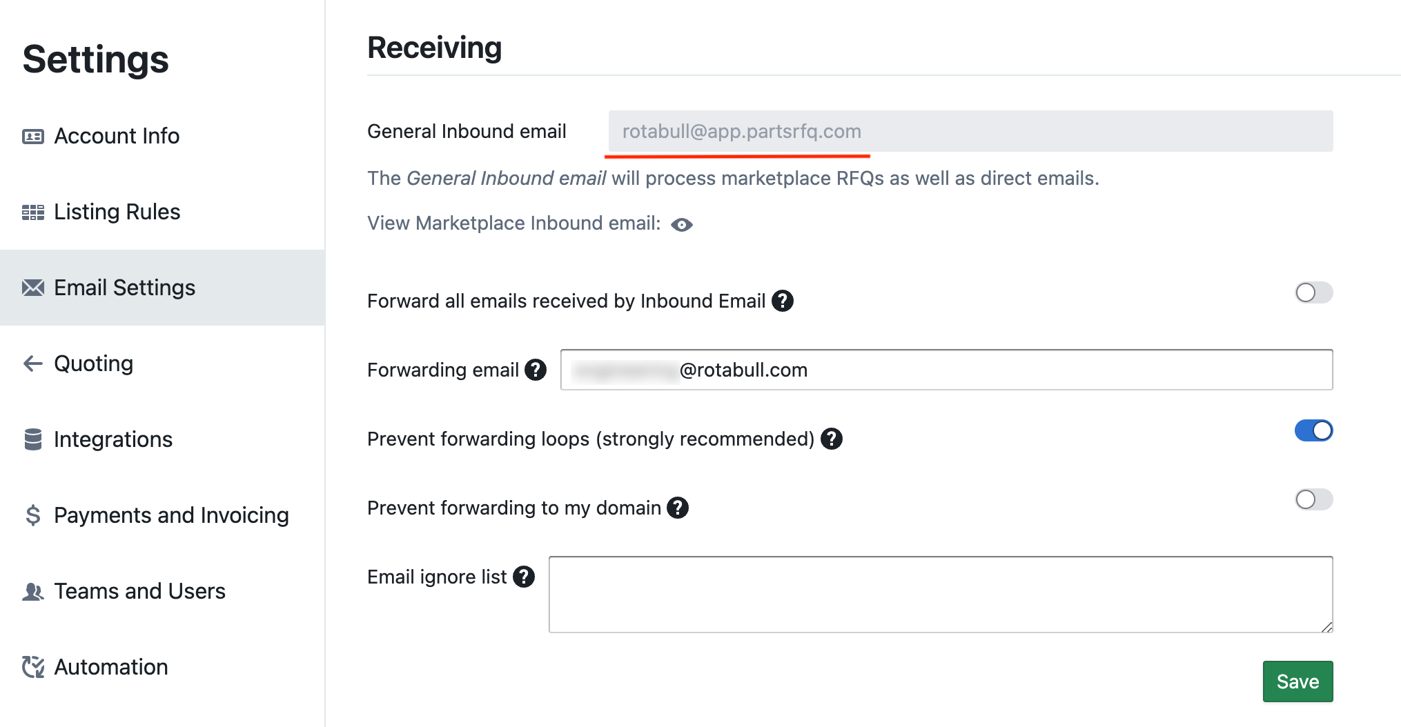 General Inbound Email and associated settings