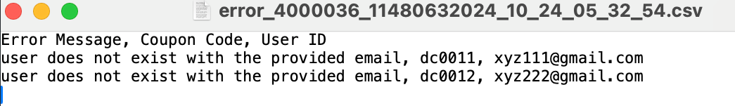 An error message indicating an invalid email ID