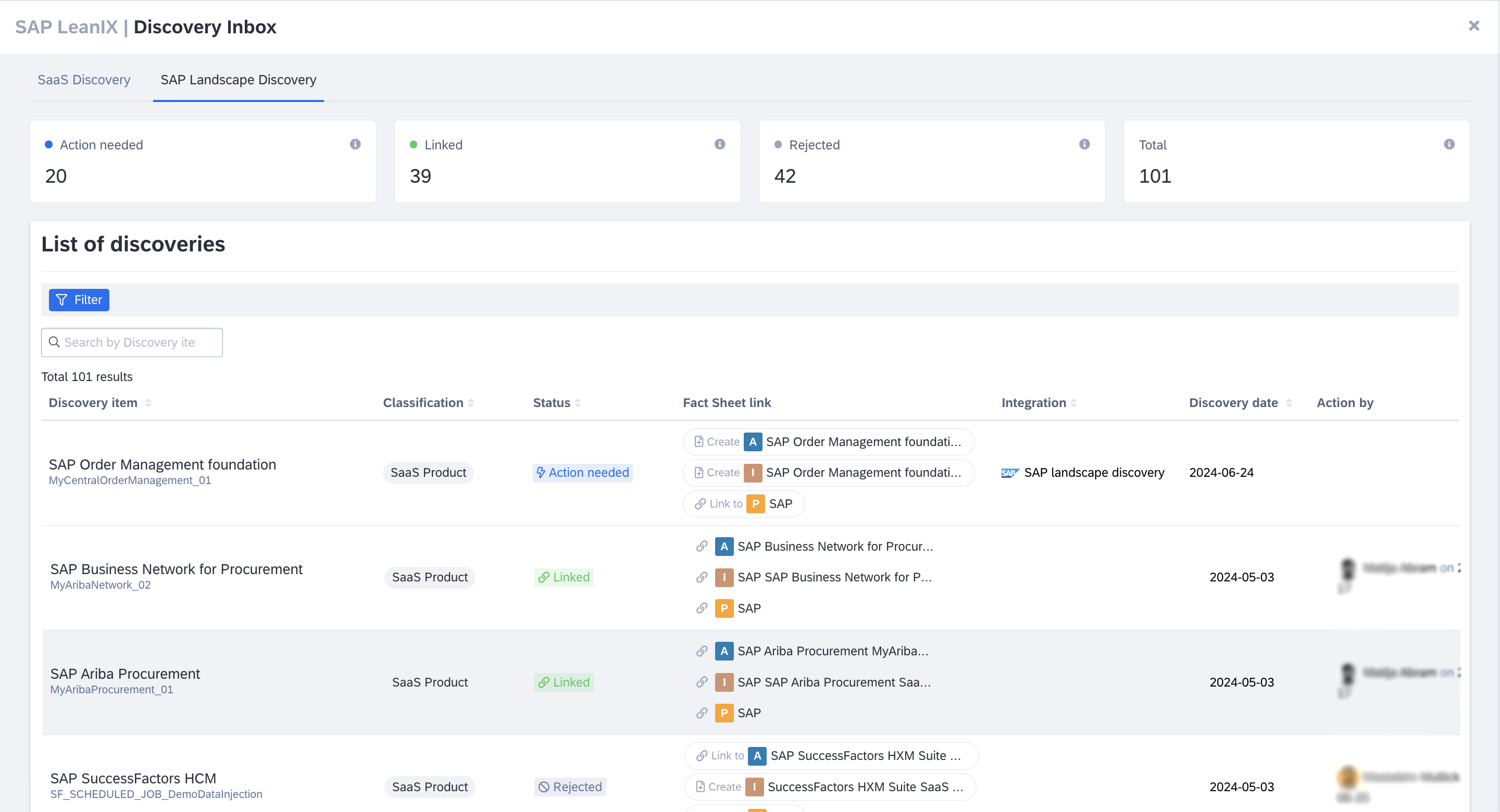 SAP Landscape Discovery Inbox