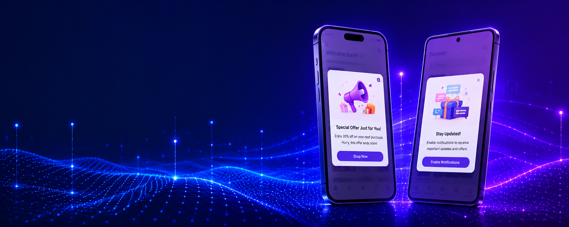 Futuristic digital marketing offer banner