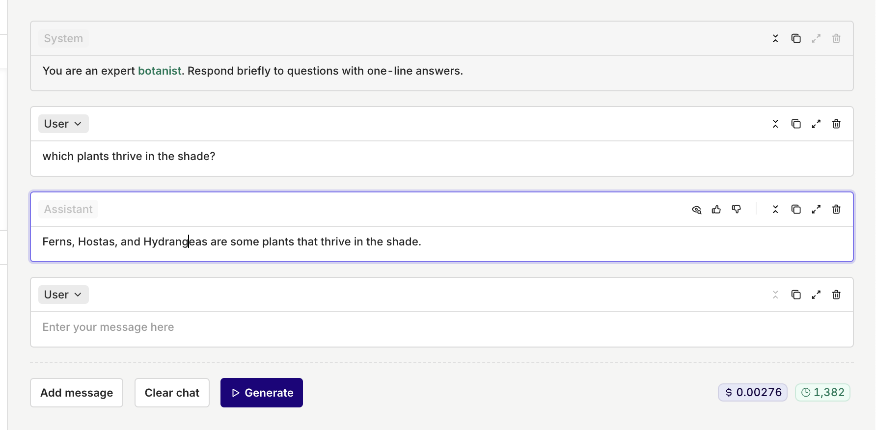 You can see in real time your responses being generated. You can also continue de conversation a generate new answers.