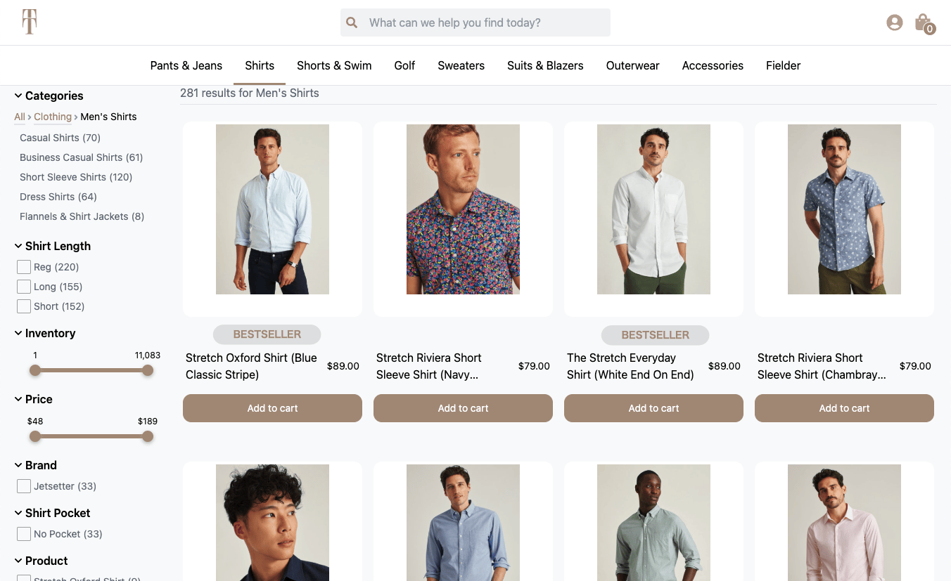 Bestseller badges appear on the tile of top candidate items.