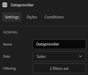 Adding filters to a Data provider