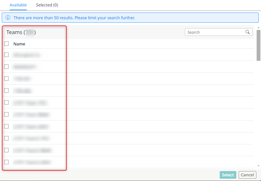 Simultaneous selection of several teams for a resource