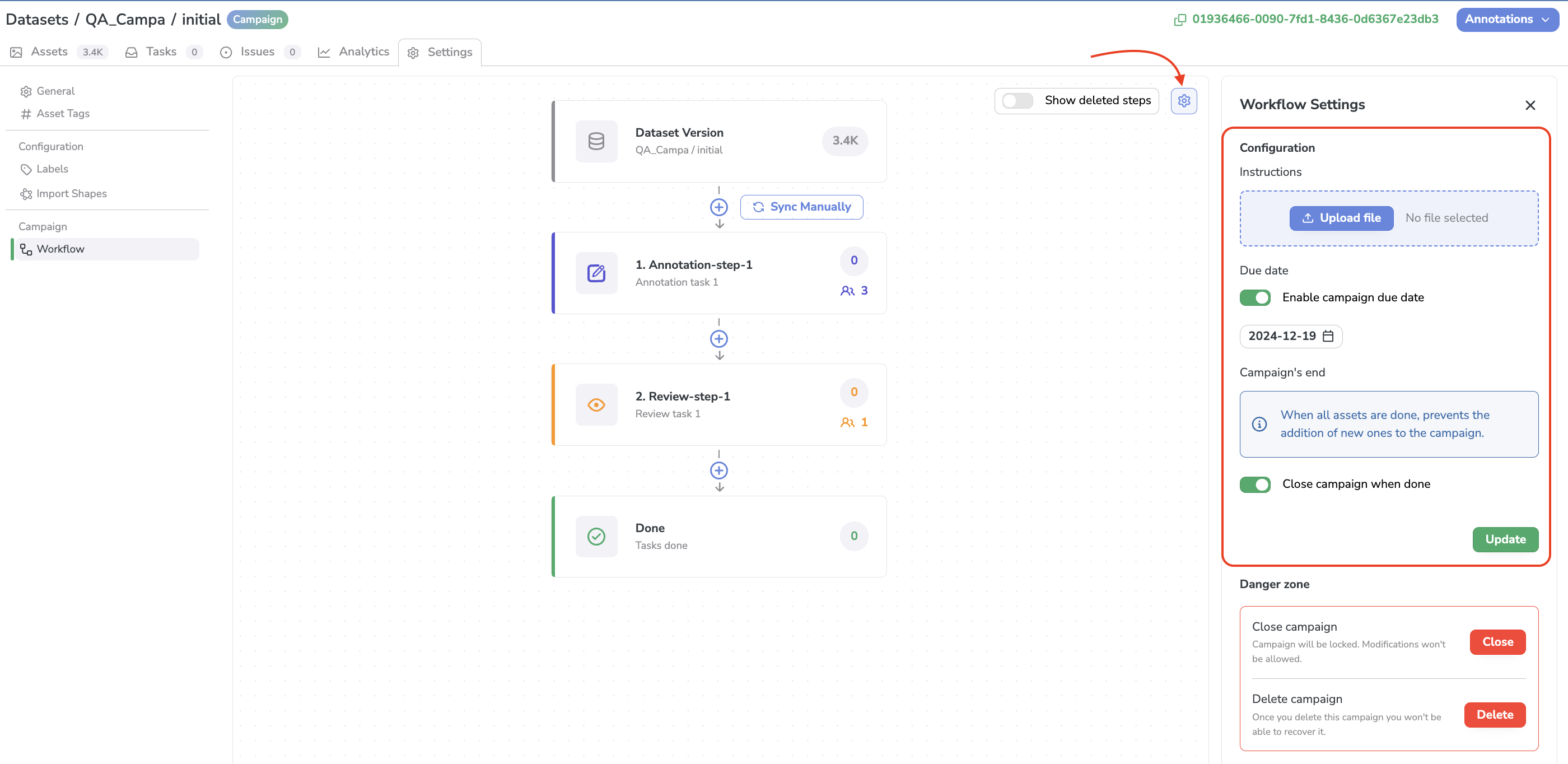 Workflow Settings