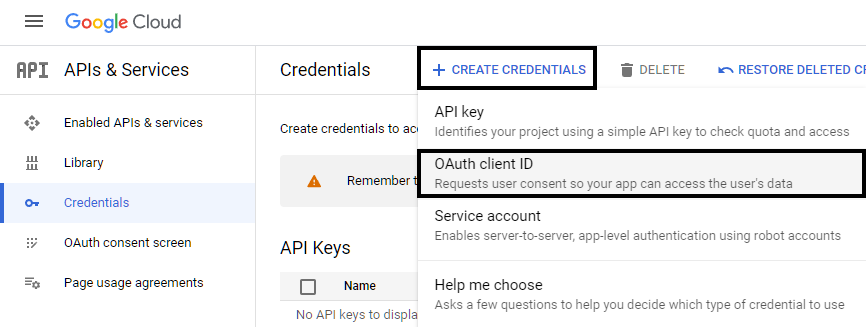 OAuth Client ID in Google Cloud