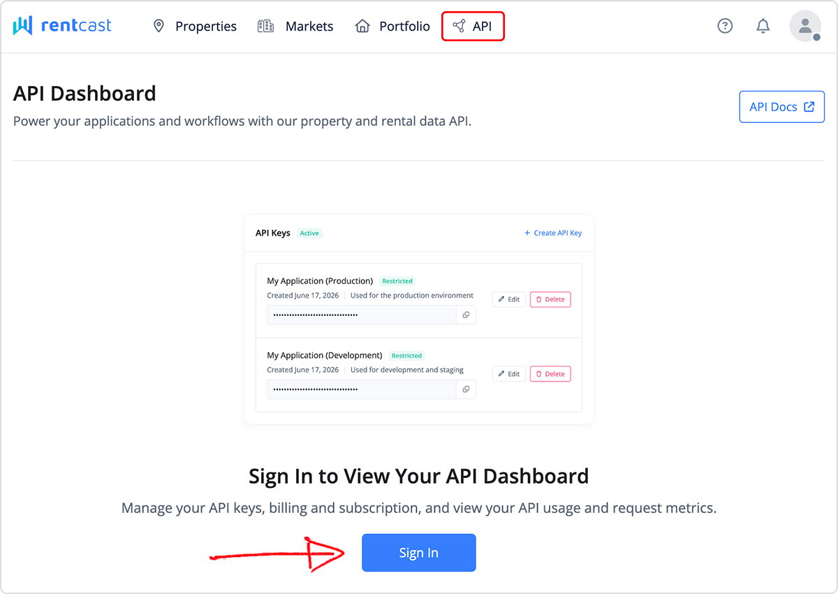 Creating a RentCast account