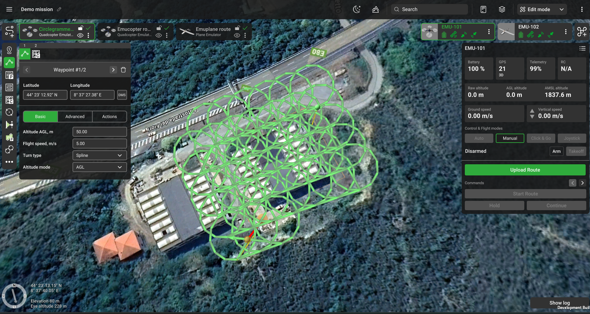 Circlegrammetry area flight plan