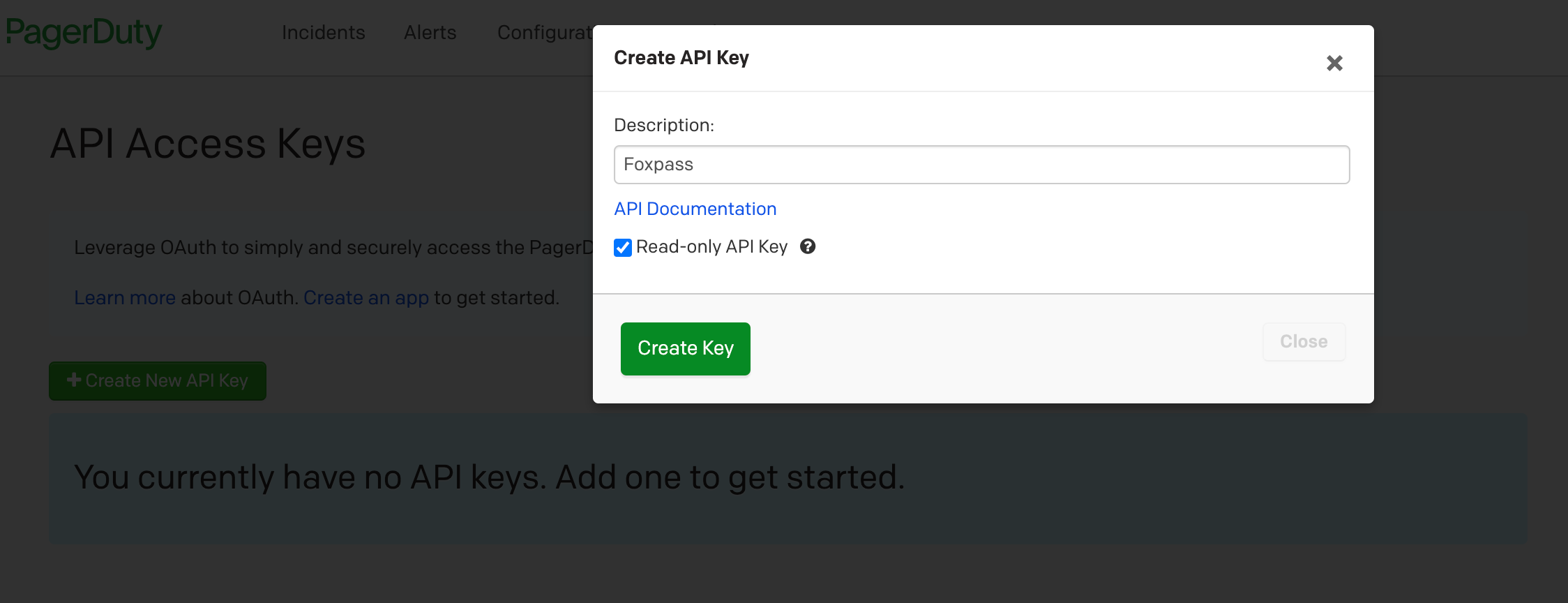Create an API key for Foxpass