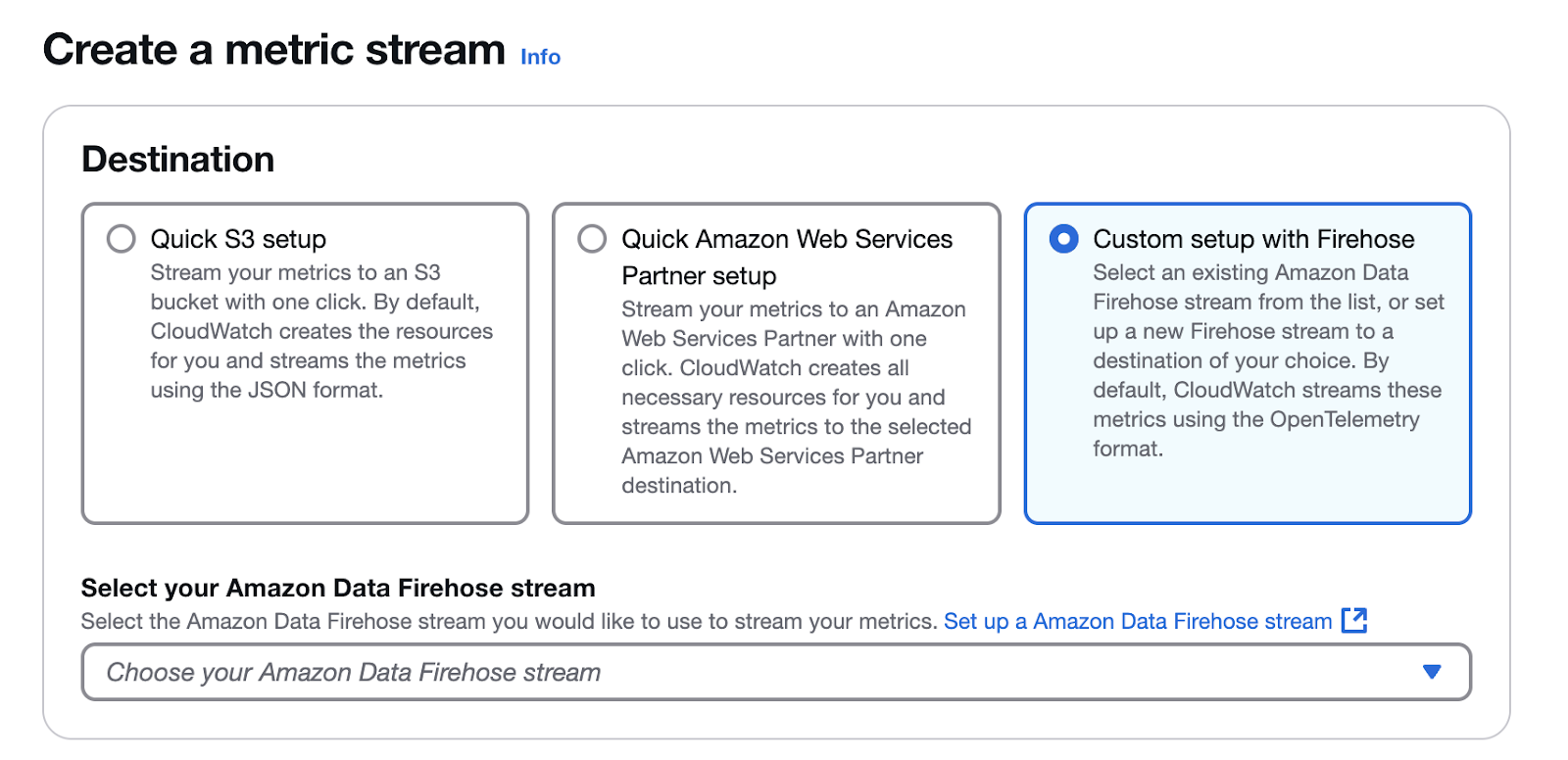 Create Firehose stream