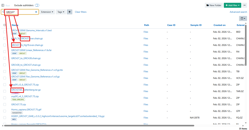 Standard search on “GRCh37”