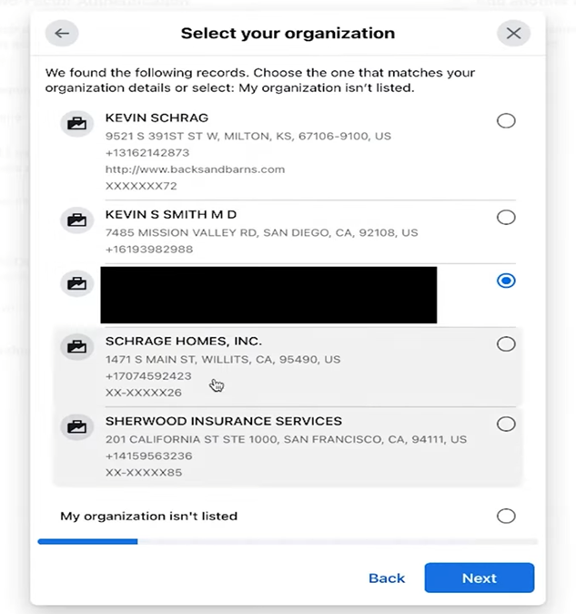 Figure 158: Selecting your organization.