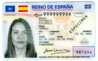 Card access number on Spanish ID document