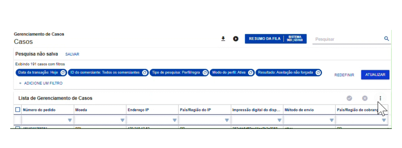 editar colunas e layout