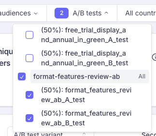 Tick the parent checkbox (the A/B test itself) which includes the 2 variants