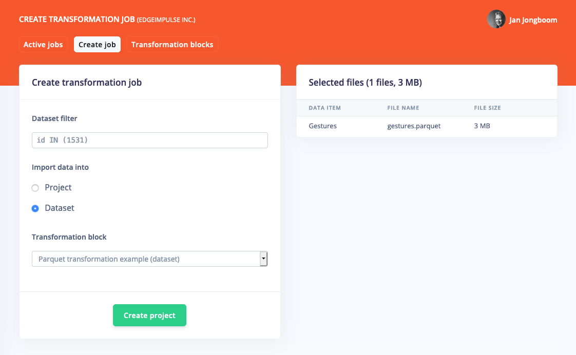 Screenshot 2020-05-30 at 13.02.22.png Configuring the transformation job