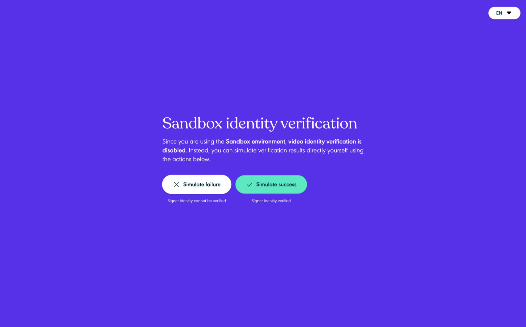 Sandbox identity verification