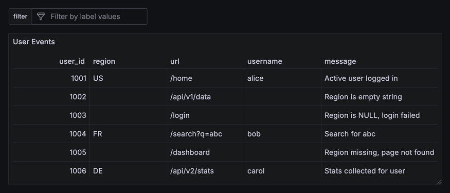 Animation showing ad hoc filter usage with wildcards