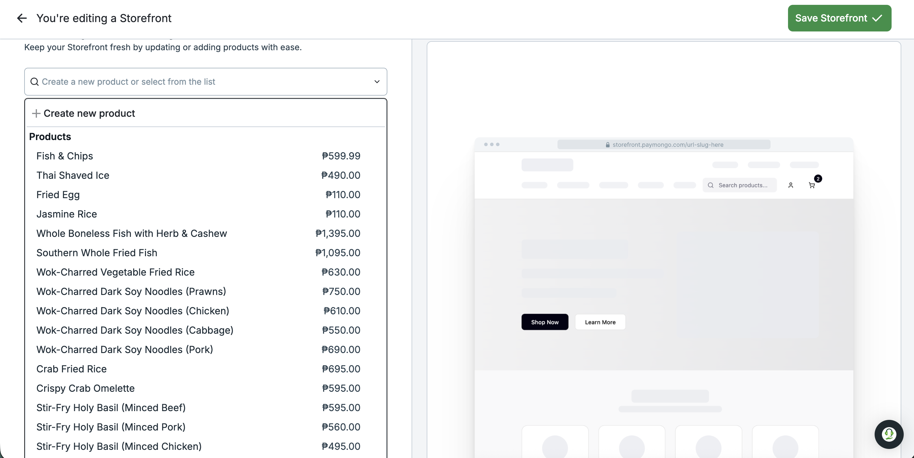 Use Products in Storefront