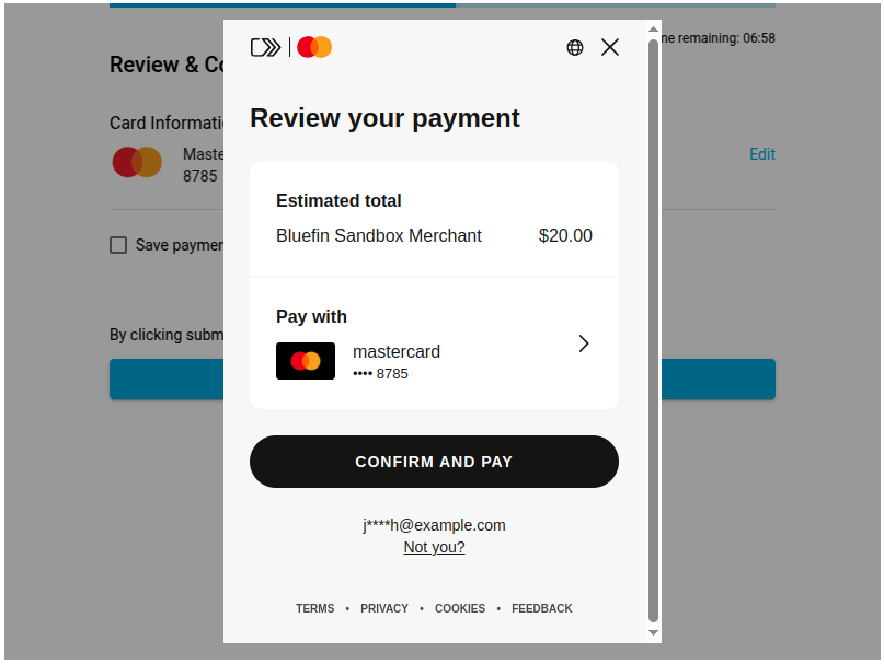 Checkout Component: Review your payment