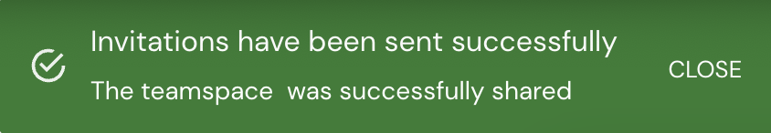 Success confirmation message. 