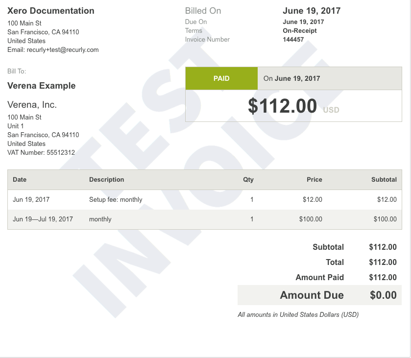 Invoice in Recurly