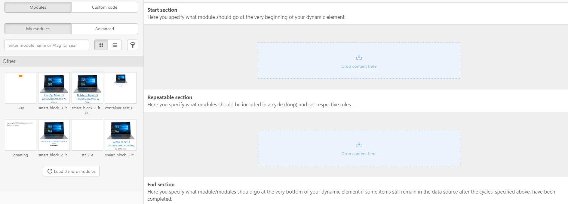 Element settings