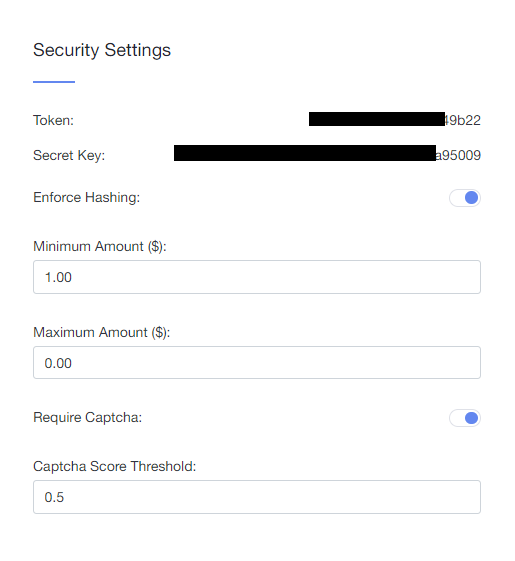 Security settings form