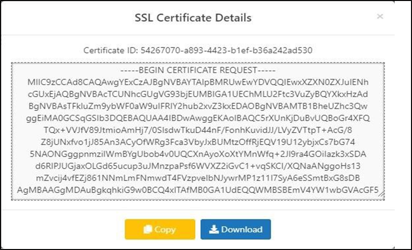save and download the generated CSR