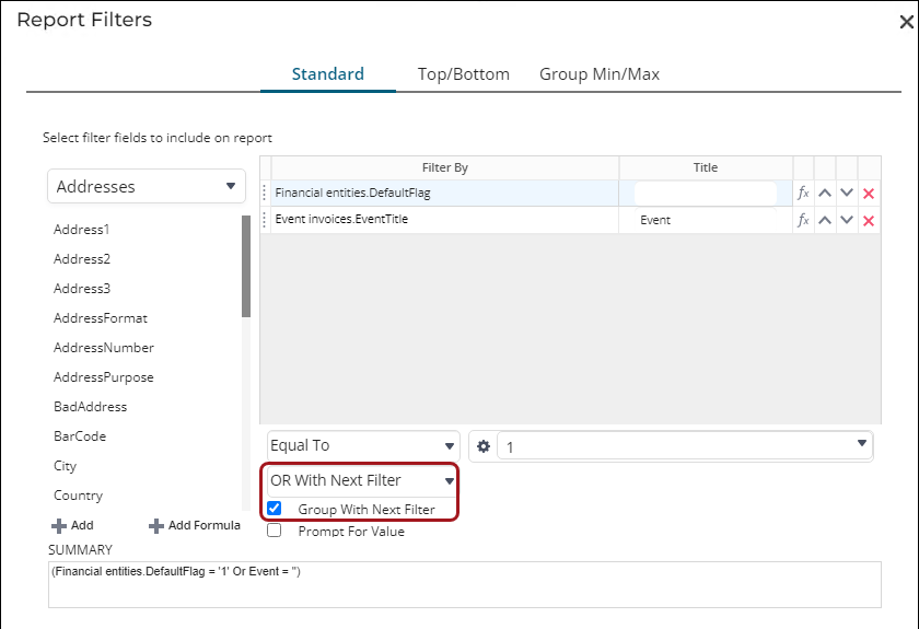 Enabling Group With Next Filter