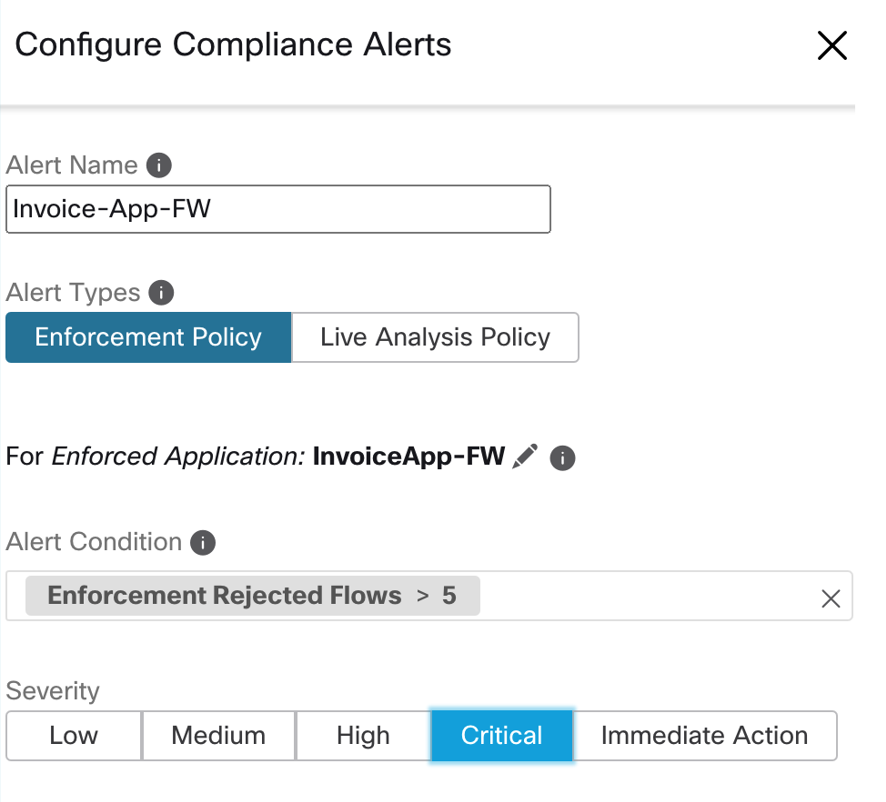 Figure 15: Compliance Alerts for Rejected Flows