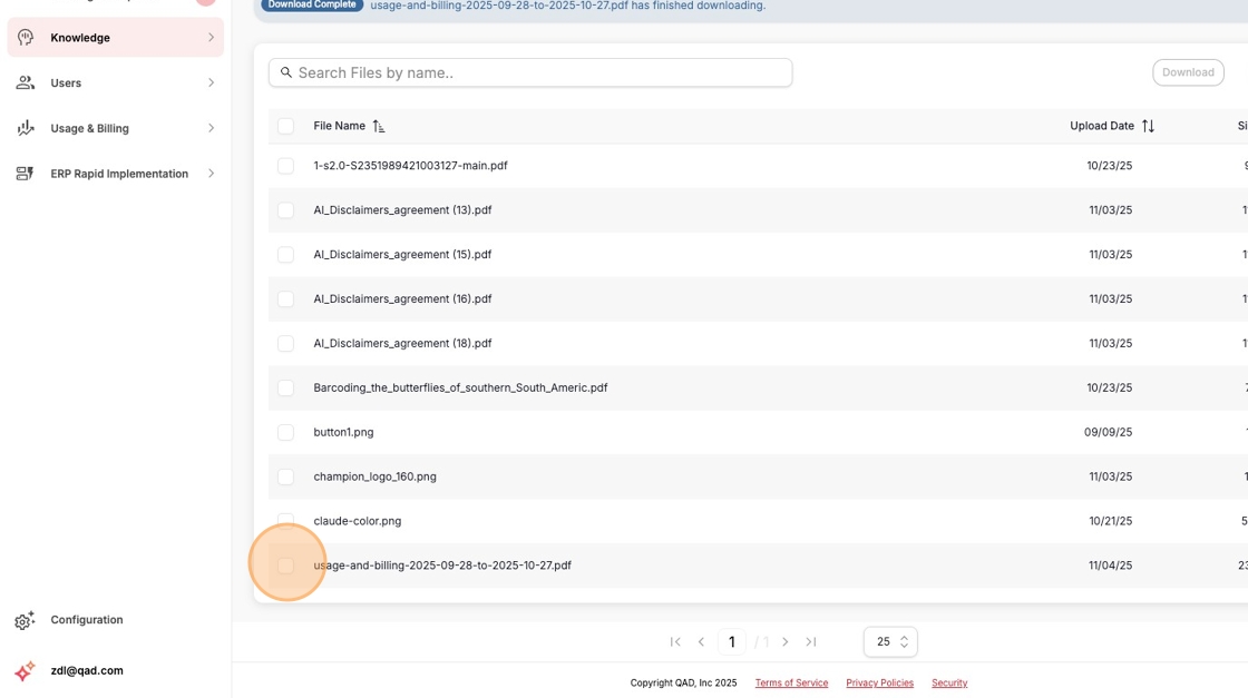 Select File for Deletion