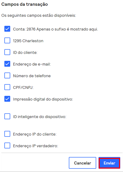 selecione os campos para marcar