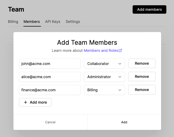 Adding Members from the Dashboard