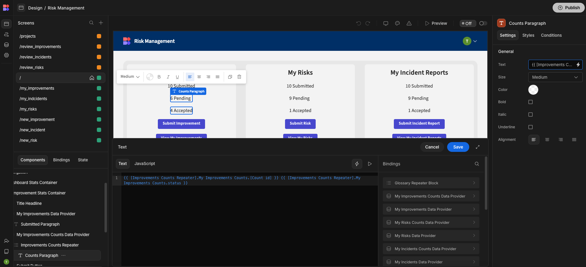 View Calculation UI