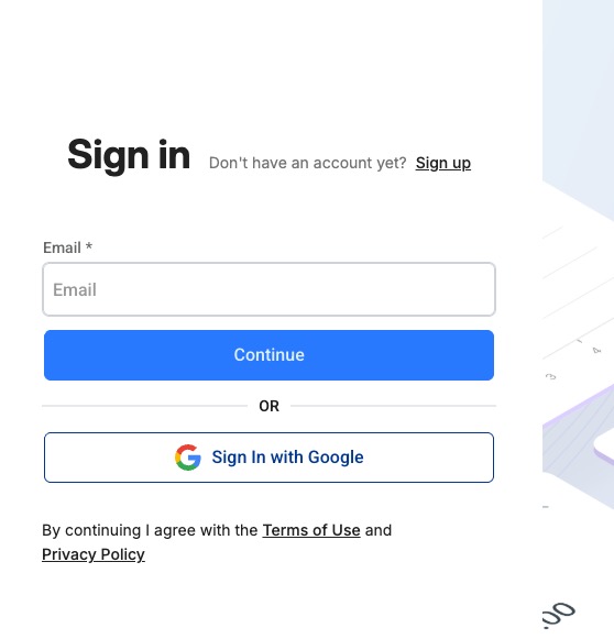 The sign-in page — click Sign up to create a new account.