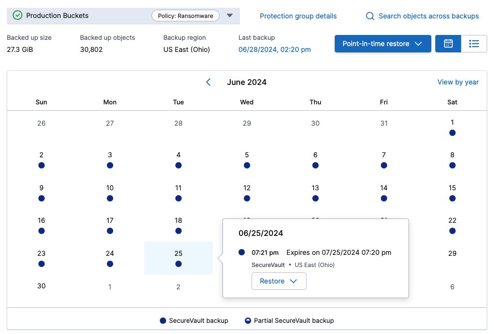 Restore calendar example