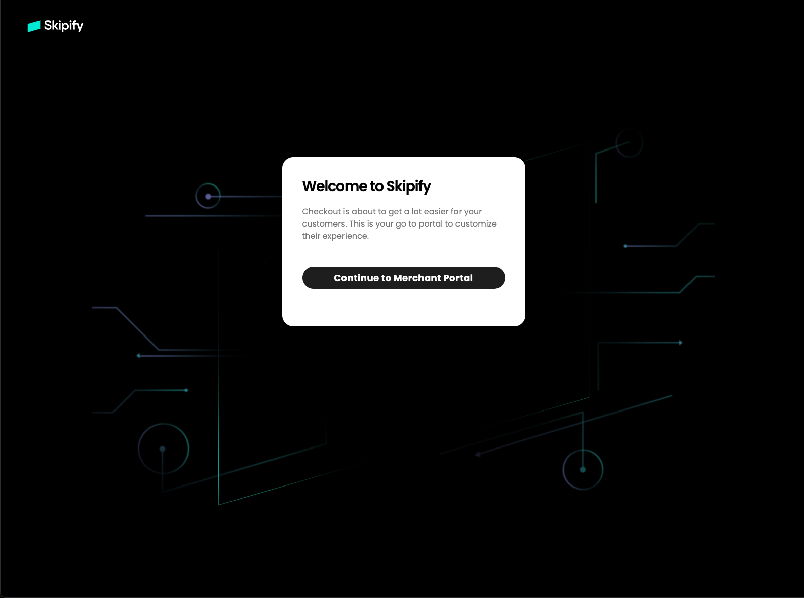 Image showing the Skipify Merchant Portal login screen