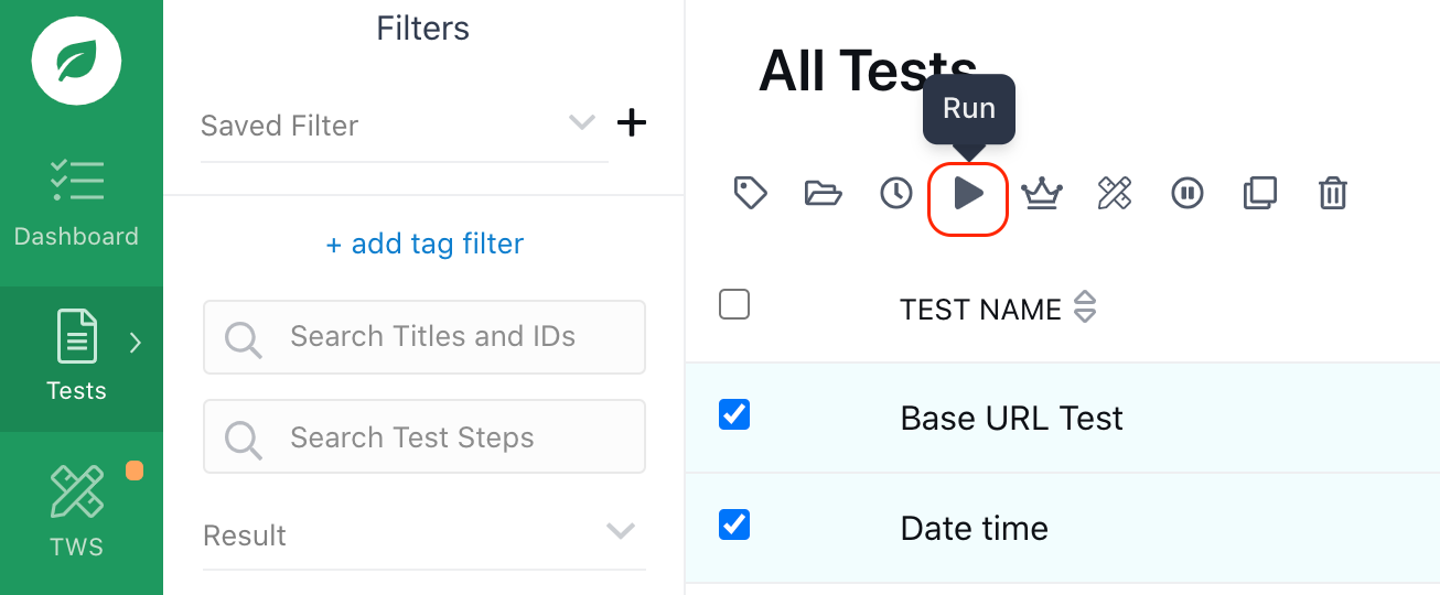 Screen Shot 2021-04-19 at 1.06.46 PM.png Selecting the tests to run.