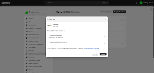 Image 2. Installing Ecart Pay