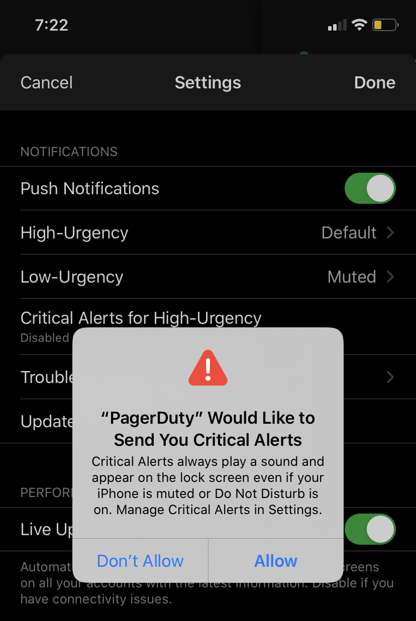 Allow Critical Alerts